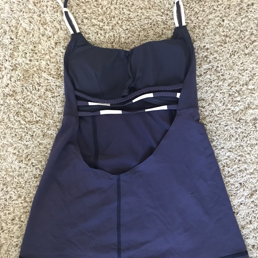 Lululemon backless halter top- navy, size 4.